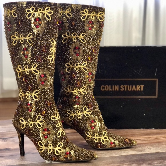 Vintage Colin Stuart Embroidered Beaded Boots - Picture 2 of 10